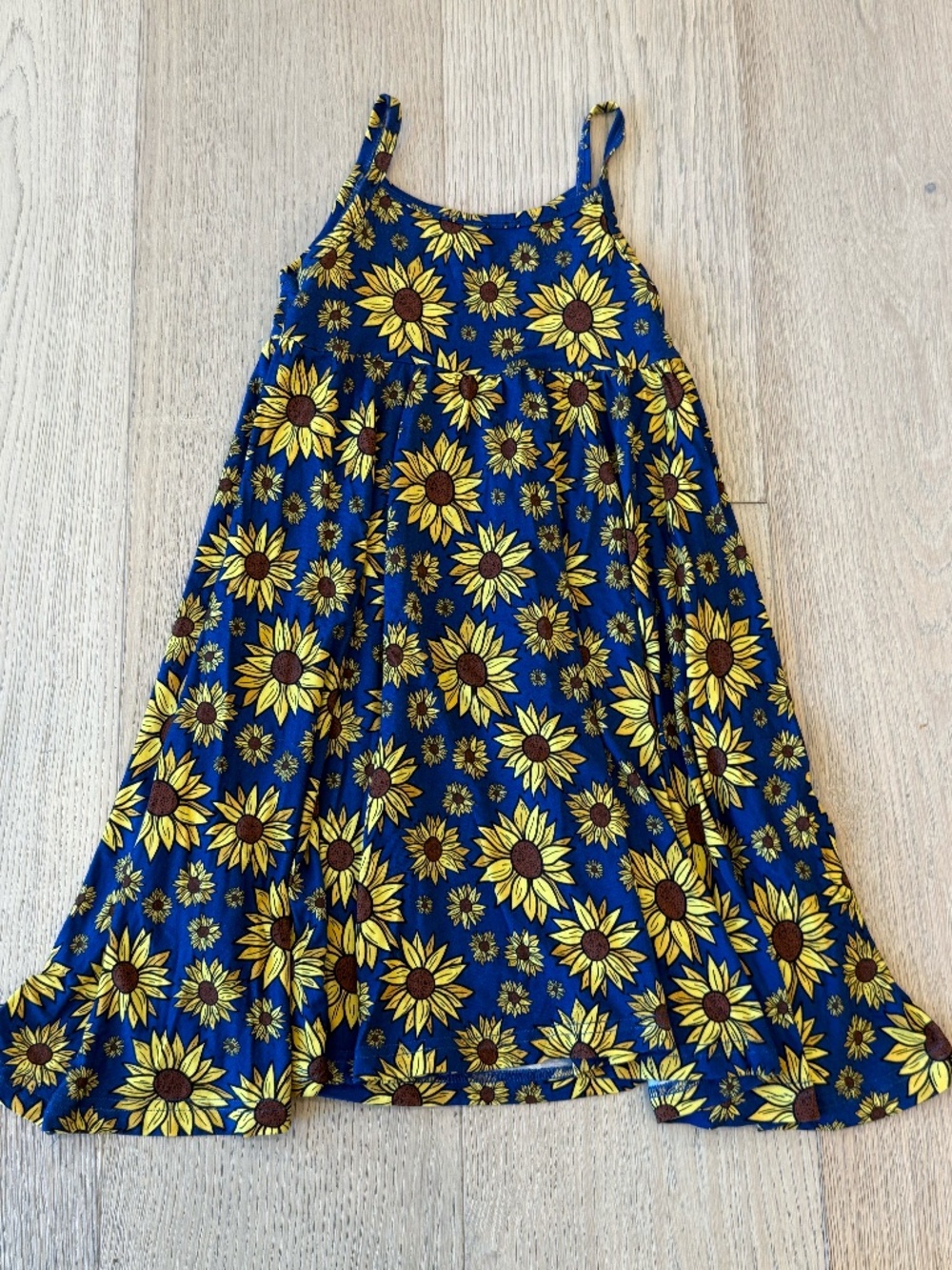 William & Ryan Sunflower Twirl Dress Girls Size 5T Blue Yellow Sleeveless NWOT